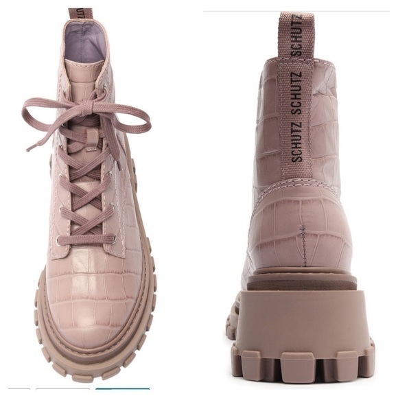 SCHUTZ Orly Combat Boot Sweet Lilac size 7.5 B NWB - Picture 1 of 12